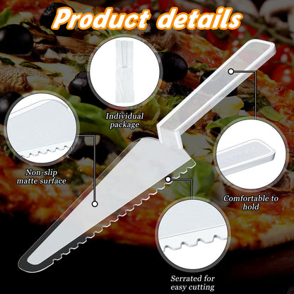 Suclain 50 Pieces Clear Disposable Cake Knife Bulk for Wedding Party 9.1 Inch Plastic Cake Server Cutting Plastic Spatula Knives Pie Pizza Pastry Slicer Serving Utensils for Kitchen
