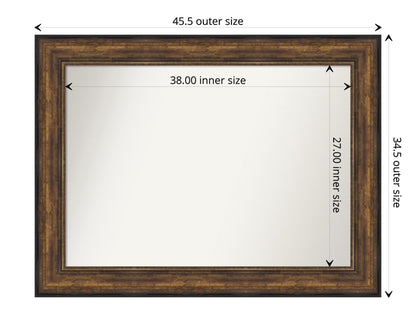 Amanti Art Bronze Wall Mirror 35x46 Ballroom Bronze Rectangle Bathroom Mirror for Wall Decor Living Room, X-Large Traditional Frame, Hangs Horizonally and Vertically, Bathroom Decor, Non-Beveled Edge