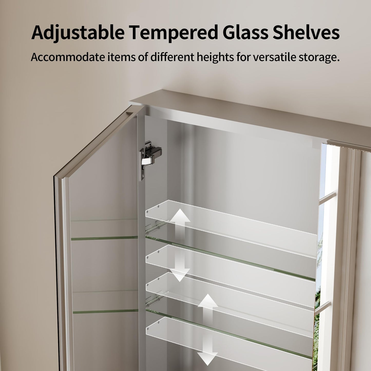 DeerValley Medicine Cabinet with Mirror, 48" W x 26" H Bathroom Mirror with Storage, 3 Doors Frameless Modern Wall Mount Mirrored Medicine Cabinets with 2 Adjustable Shelves DV-1MC0149