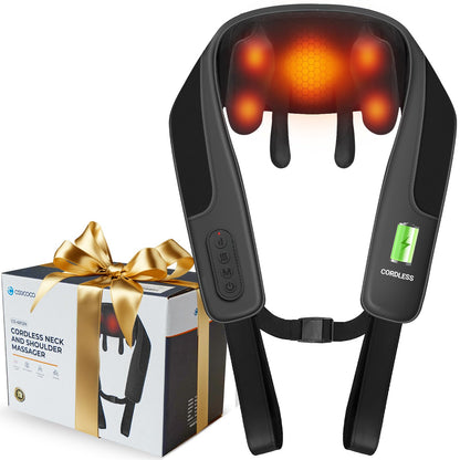 CooCoCo Shiatsu Neck and Back Massager,HSA Eligible,Cordless Neck Shoulder Massager for Pain Relief Deep Tissue,6D Kneading Massager with Dual-Zone Heat and Larger Size, Birthday Gifts for Dad Mom