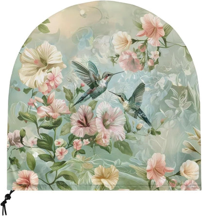 Hummingbird Hibiscus Print 24" Fan Cover, Industrial Fan Protection Cover for Wall Mount, Outdoor Waterproof