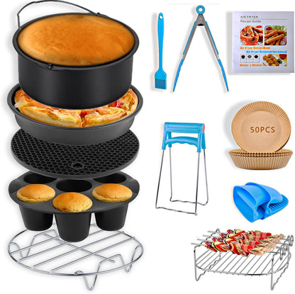 Air Fryer Accessories for COSORI Ninja Gourmia: 12 PCS Set with Oven Cake Pan, Pizza Pan