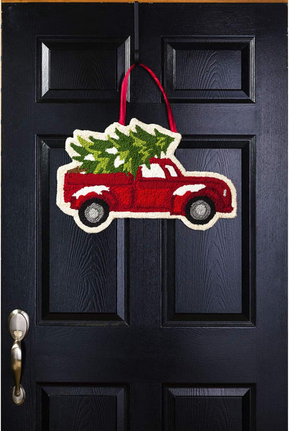 Evergreen Flag Beautiful Christmas Tree Truck - Hooked Hanging Door Décor, 23 x 1 x 15 Inches