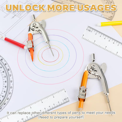 40 Pieces Geometry Math Set Compass for Geometry Math Compass and Protractor Set Include Metal Compass with Pencil Plastic Ruler and Protractor for Student School Office Woodworking Drawing Tools