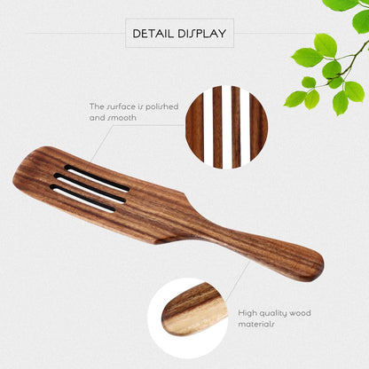 ABOOFAN Slotted Spurtle Set, Wooden Kitchen Utensils for Cooking, Stirring, Mixing, Serving