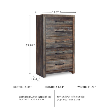 Signature Design by Ashley Drystan Casual 5 Drawer Chest, Dark Brown & Gray