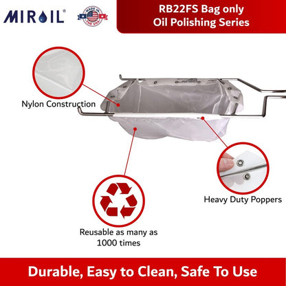 MirOil RB22FS Oil Polishing Filter Bag, Maintain Quality & Taste of Fried Foods, Reduce Contaminants, Extends Life of Hot & Cold Cooking Oil for Diner, Restaurant & Food Service(Bag Only) - Part 12748