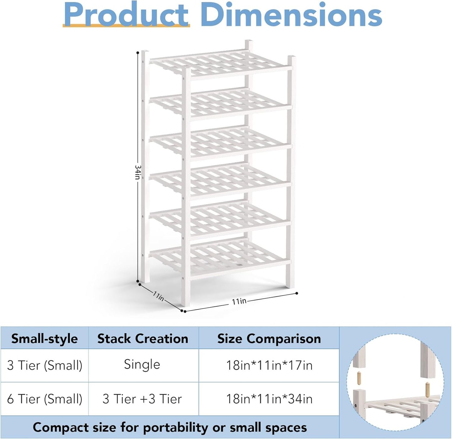 6 Closet,Hallway,Entryway,Small 18"x11"x34" Haddockway Small Tier Bamboo Shoe Rack Storage Organizer,Multifunctional