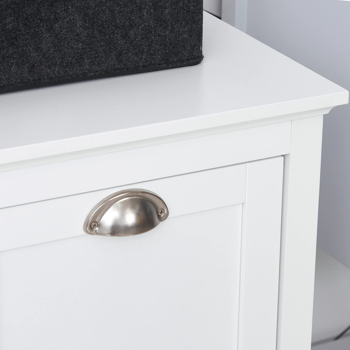 Tilt-Out Laundry Sorter Bathroom Cabinet, White