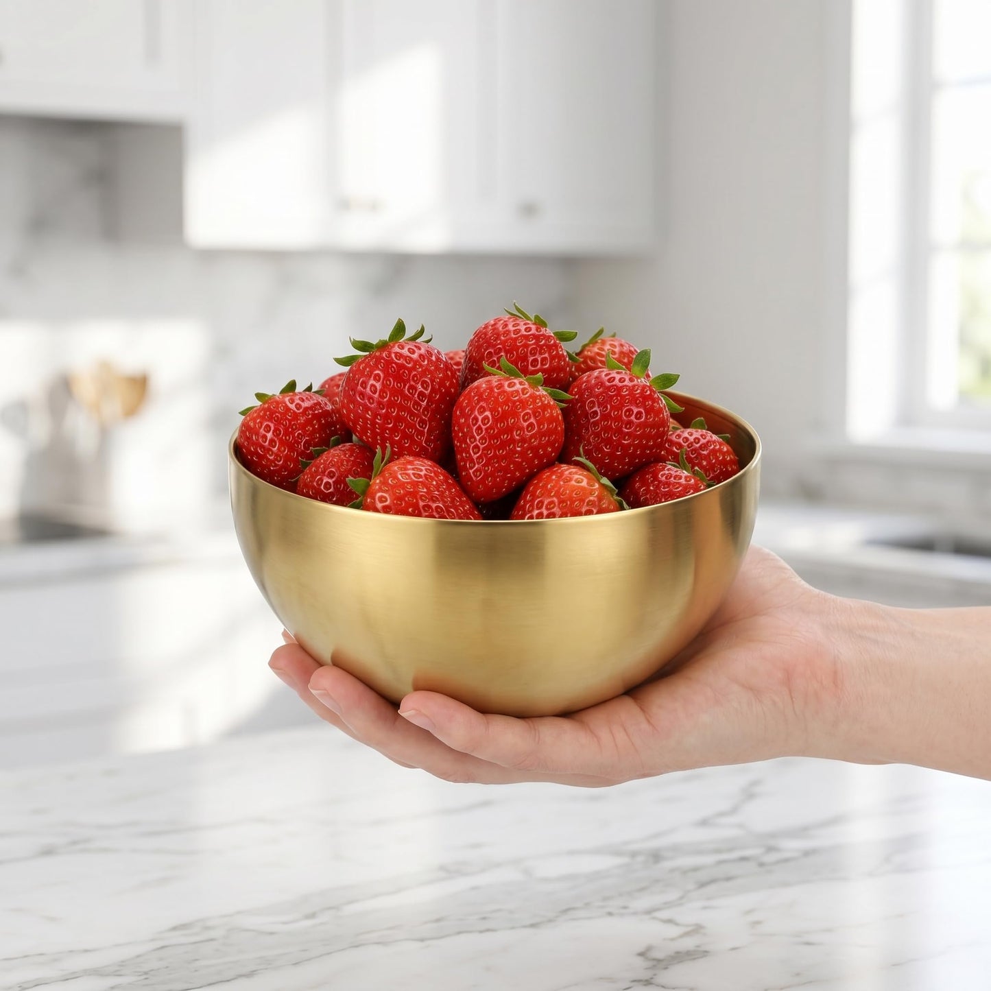 Cabilock Stainless Steel Gold Mixing Bowls 2pcs Gold Salad Bowls for Salads Fruits Noodles Rice 6 Inch Metal Serving Plates for Mixing, Cooking, Baking, Prepping