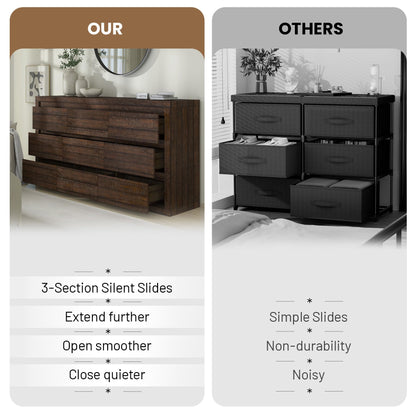 Garvee Modern 9 Drawer Dresser for Bedroom, Wide Chest of Drawers with Anti-Tipping Device, Wooden Storage Cabinet and TV Stand for Closet, Living Room or Hallway,Brown
