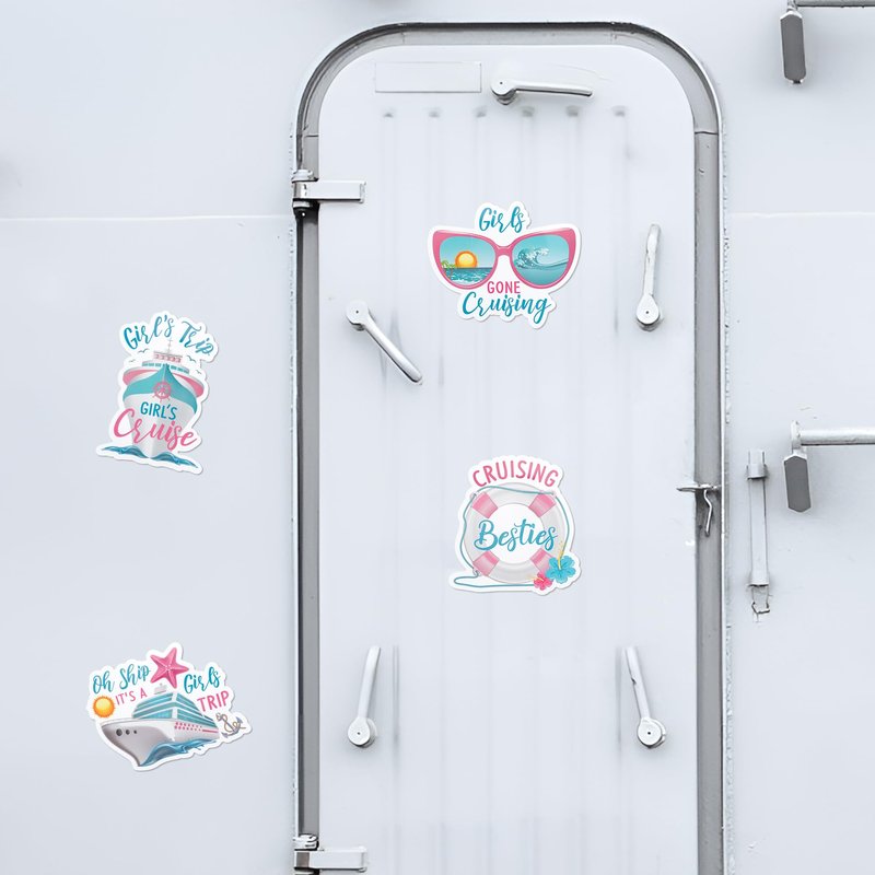 JAPBOR Cruise Door Decorations Magnetic - 4PCS It’s A Girls Trip Magnets, Girl Ship Car Cabin Refrigerator Magnet Decal, Cruising Magnetic Fridge Stickers for Home Kitchen Decor