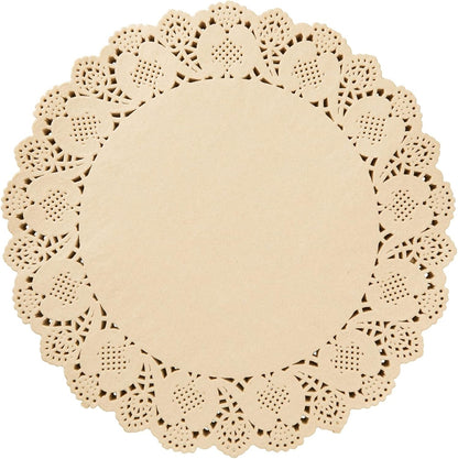 Juvale Round Paper Placemats & Doilies, 12-Inch Brown Paper Chargers for Dinner Plates and Tea Party