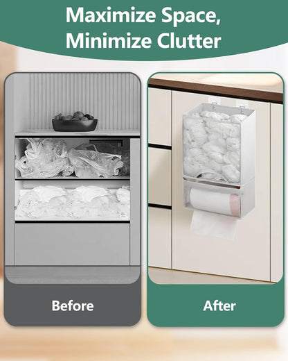 2 1 Bag Saver - Extra Large in Plastic Bag Holder Storage, Durable Mesh Grocery Hanging Trash Dispenser Roll Organizer