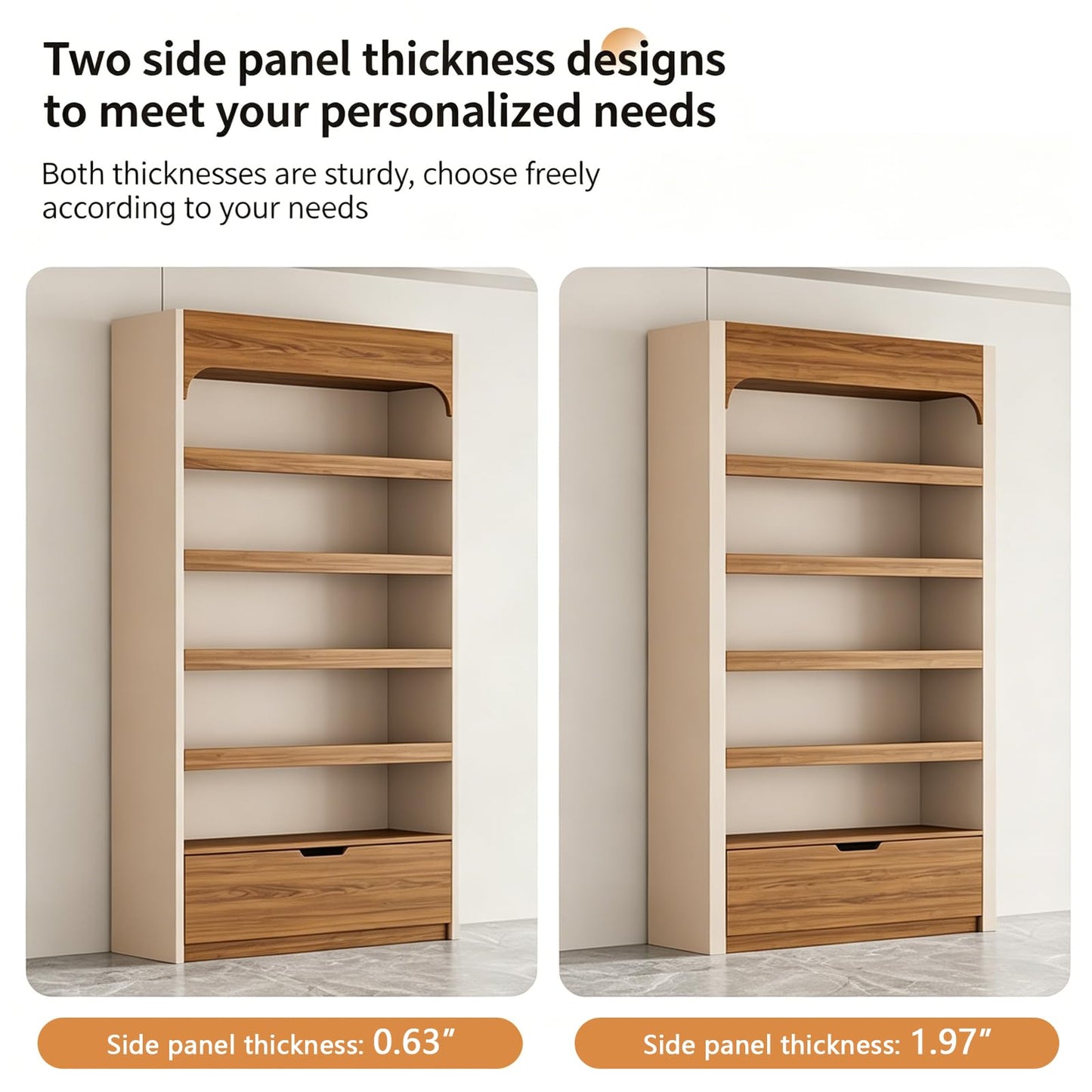 VGRDROK Retail Display Cabinet, Wooden Perfume & Cosmetic Display Shelf with Drawer, Freestanding Display Case for Beauty Salon, Boutique Store Khaki-0.63" Side Panel(with LED Strip) 39.4"