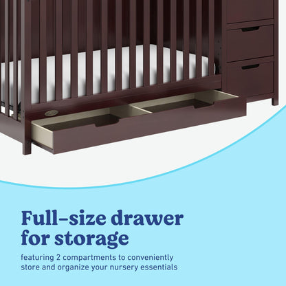 Graco Hadley 5-in-1 Convertible Crib & Changer – GREENGUARD Gold Certified, Fits Standard Crib Mattress, Converts to Toddler Bed and Full Bed, 4 Adjustable Mattress Heights (Espresso)
