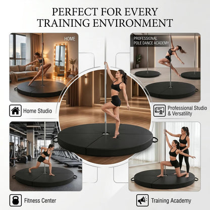 Pole Dance Crash Mat, Stripper Pole Mat with Pearl Cotton Filling & PU Leather, Round Foldable Aerial Yoga Mat for Pole Dancing, Gymnastics, Aerial Hoop, Easy Storage(F,79"x1.97")