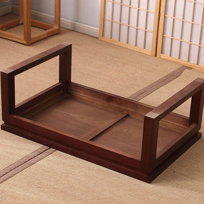 MHJKHG Wooden Coffee Table Living Room Coffee Table Low Floor Table Low Dining Table Children's Game Table Elm Wood Material，Brown 50x40x25cm