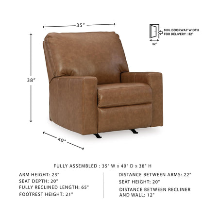 Signature Design by Ashley Bolsena Contemporary Leather Match Manual Rocker Recliner, Dark Brown