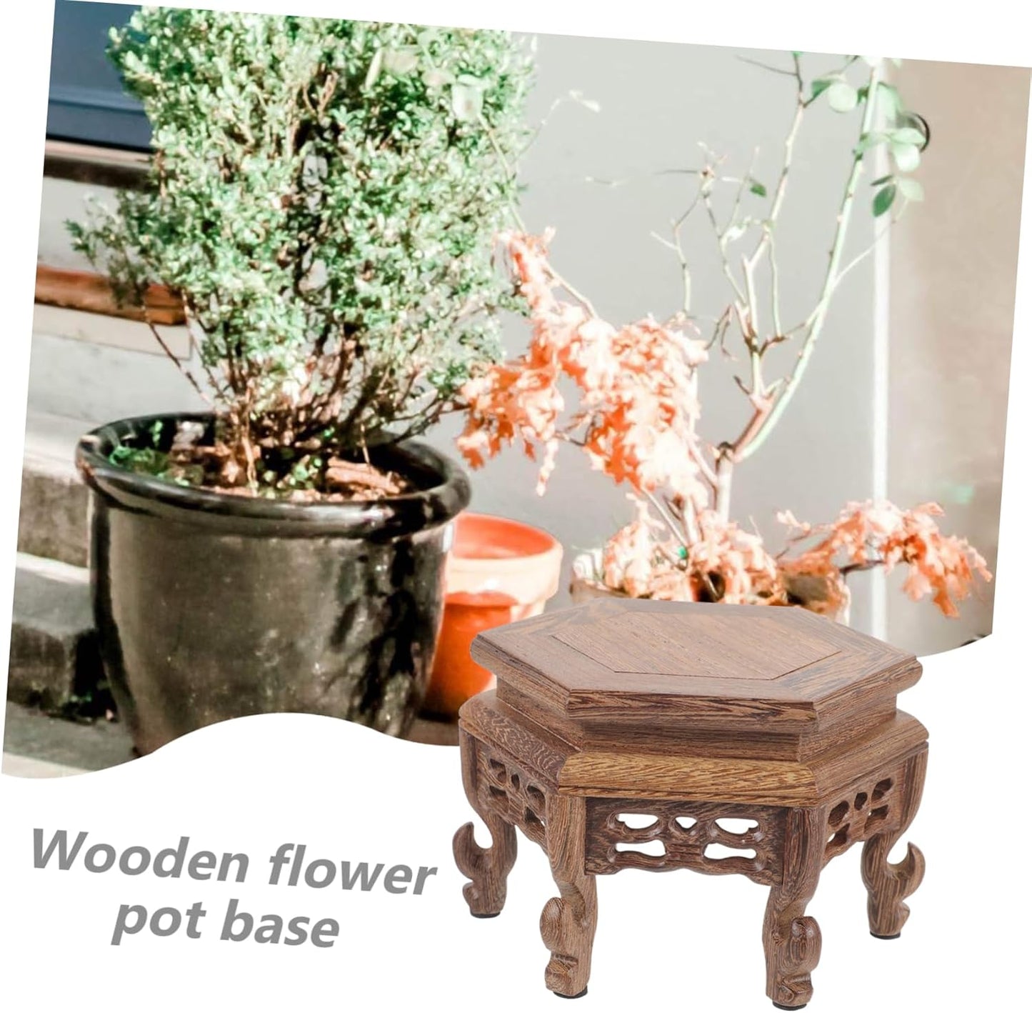 Wooden Flower Pots Display Shelf, Planter Risers, Indoor Desktop Wood Plant Stand, Wooden Base Ornaments