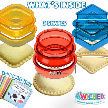 Sandwich Cutter and Sealer - Crustless Sandwich Maker - Cut and Seal - Lunch Box and Bento Box - Boys, Girls, Kids Lunch - Sandwich Cutters for Kids - Triangle, Circle, Square
