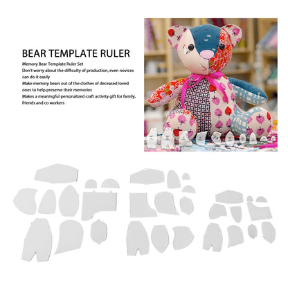 30 Pcs Memory Bear Sewing Patterns Template, Memory Bear Acrylic Template Ruler Set, Quilting Rulers and Templates, Memory Bear Patterns for Sewing Patterns for Beginners