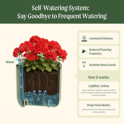 Countertop Vego garden Mini Planter Indoor Pots with Trellis Self-Watering Herb Planter for Climbing Vegetables Flowers