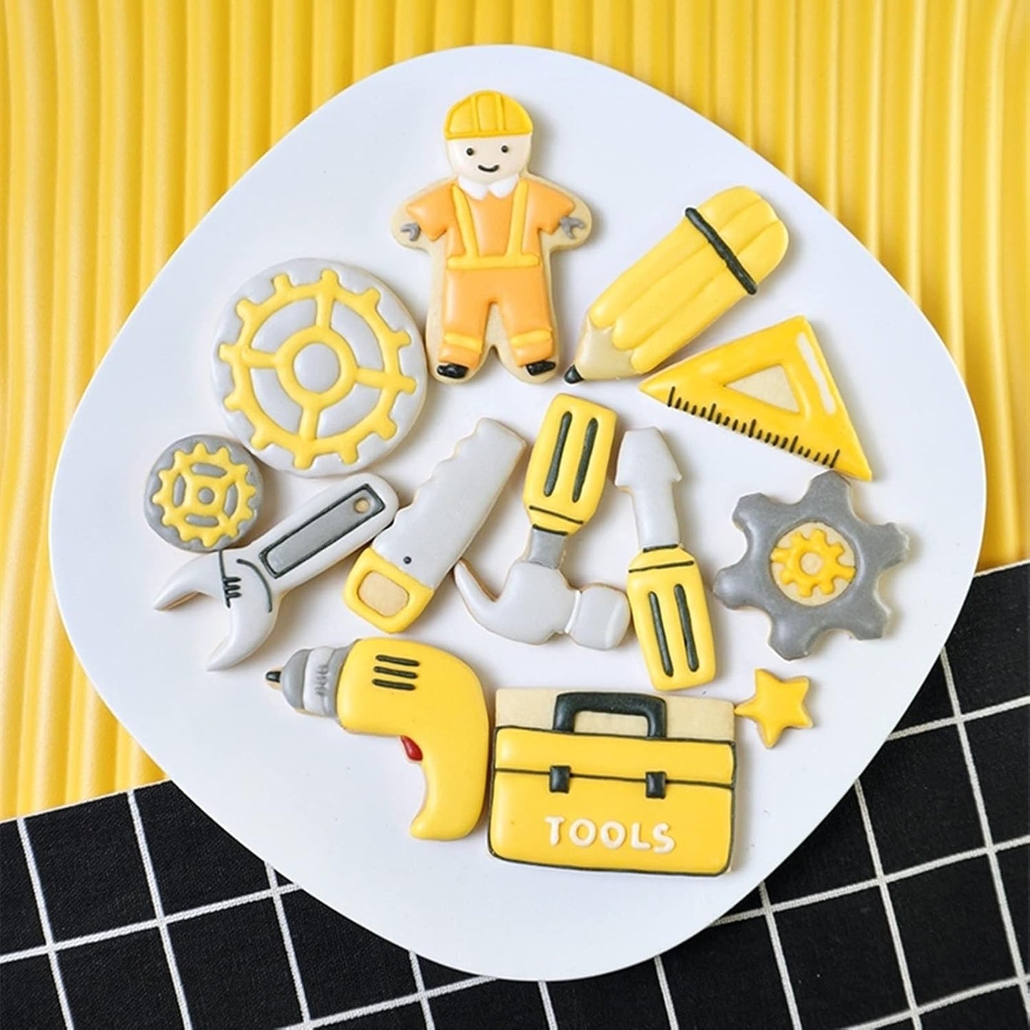Mini Construction Tools Cookie Cutters Set of 9 pcs, Stainless Steel Hardware Tools Shaped Fondant Baking Molds