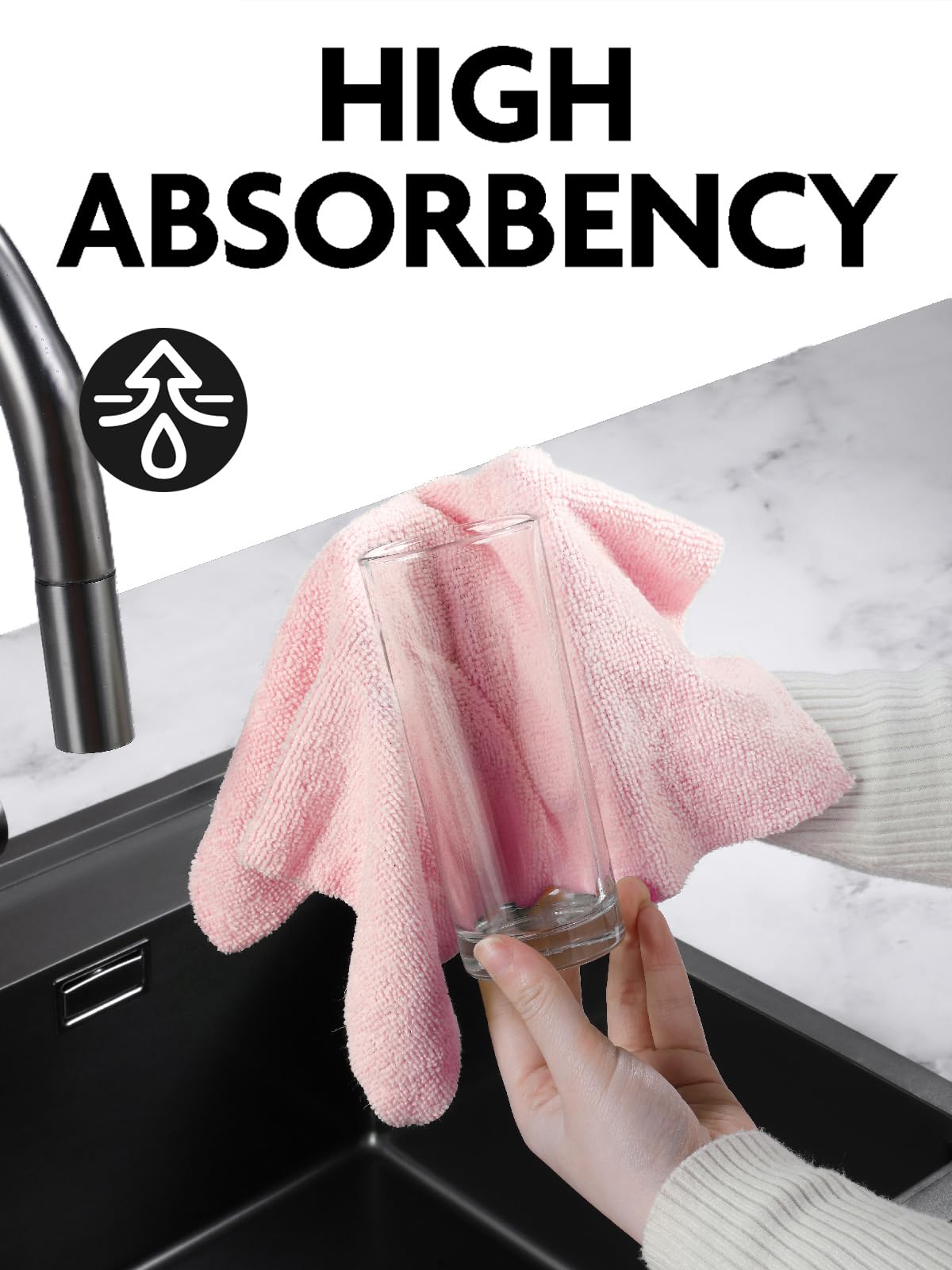 Fantasticlean Microfiber Cleaning Cloth Roll -40 Pack, Tear Away Microfiber Towels, 12" x 12", Reusable, Washable, Lint Free, Ultra Absorbent Dishcloth for Car, Pet, Kitchen Cleaning Supplies (Pink)