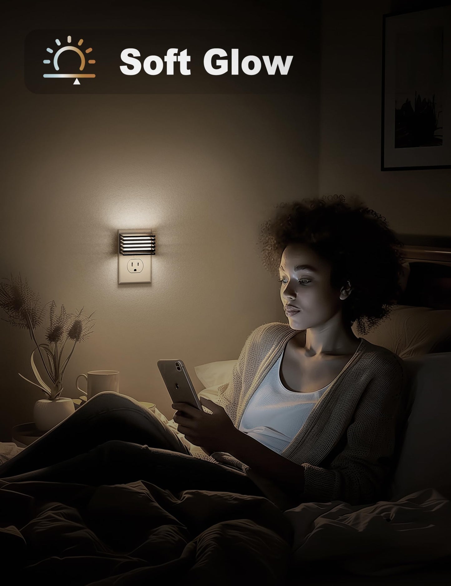 JandCase LED Night Light, [2 Pack] Night Lights Plug into Wall with Dusk to Dawn Sensor, Dimmable Plug in Night Light, Adjustable Brightness, 3000K Soft White Nightlight for Bedroom Bathroom Hallway