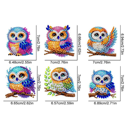 YUE ZHE 6 PCS Owl Diamond Painting Keychains Owl Diamond Art Kits for Adults Double Sided DIY 5D Painting for Adults Beginners DIY Crafts Decor