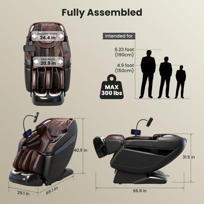 KTENTITO 4D Music Rhythm Massage Chair Full Body, 2026 Unique Sonic Resonance Zero Gravity SL-Track Shiatsu Recliner with Knee Heating Blanket AI Voice Bluetooth Foot Roller Body Scan Airbags G9 Black