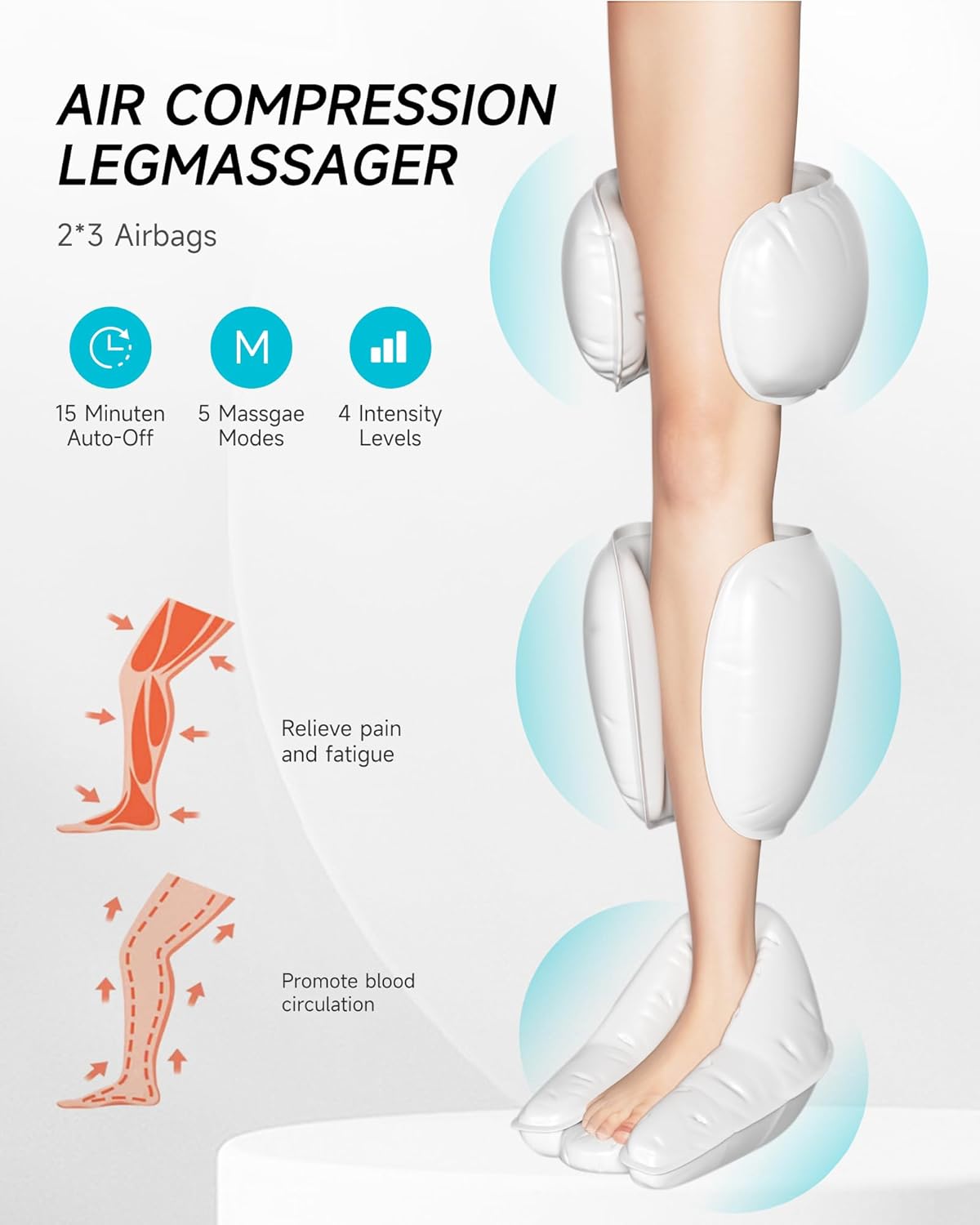 ALLJOY Leg Massager for Circulation and Pain Relief FSA, Christmas Gifts for Men Women Dad Mom, Leg Massager with Heat and Compression, 2 Heat 5 Modes 4 Intensities 4 Extenders
