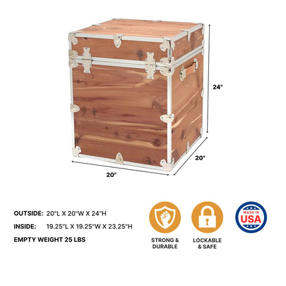 Rhino Trunk & Case Knotty Cedar Chest – End Table Storage Box, Coffee Table, End of Bed Trunk or Entryway Storage Bench – 20"x20"x24" USA-Made, Furniture Grade, Heirloom Aesthetic – Strong and Secure