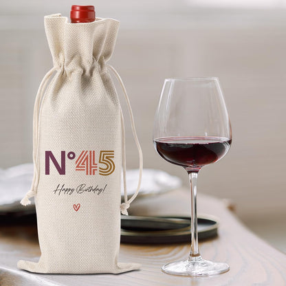 Happy 45th Birthday Party Decorations, Unique 45 Year Old Gifts for Men and Women, Wine Bag
