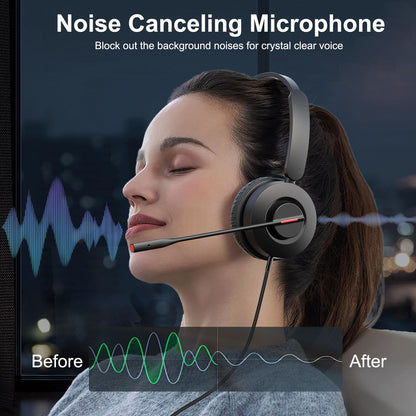 MAIRDI USB Headset with Microphone, 7.1 Surround Sound, USB-A/Type C/3.5mm 3-in-1 Wired Headset with Mic Noise Cancelling & Mute, Computer Headphone for Laptop Home Work Office CallCenter Teams Zoom