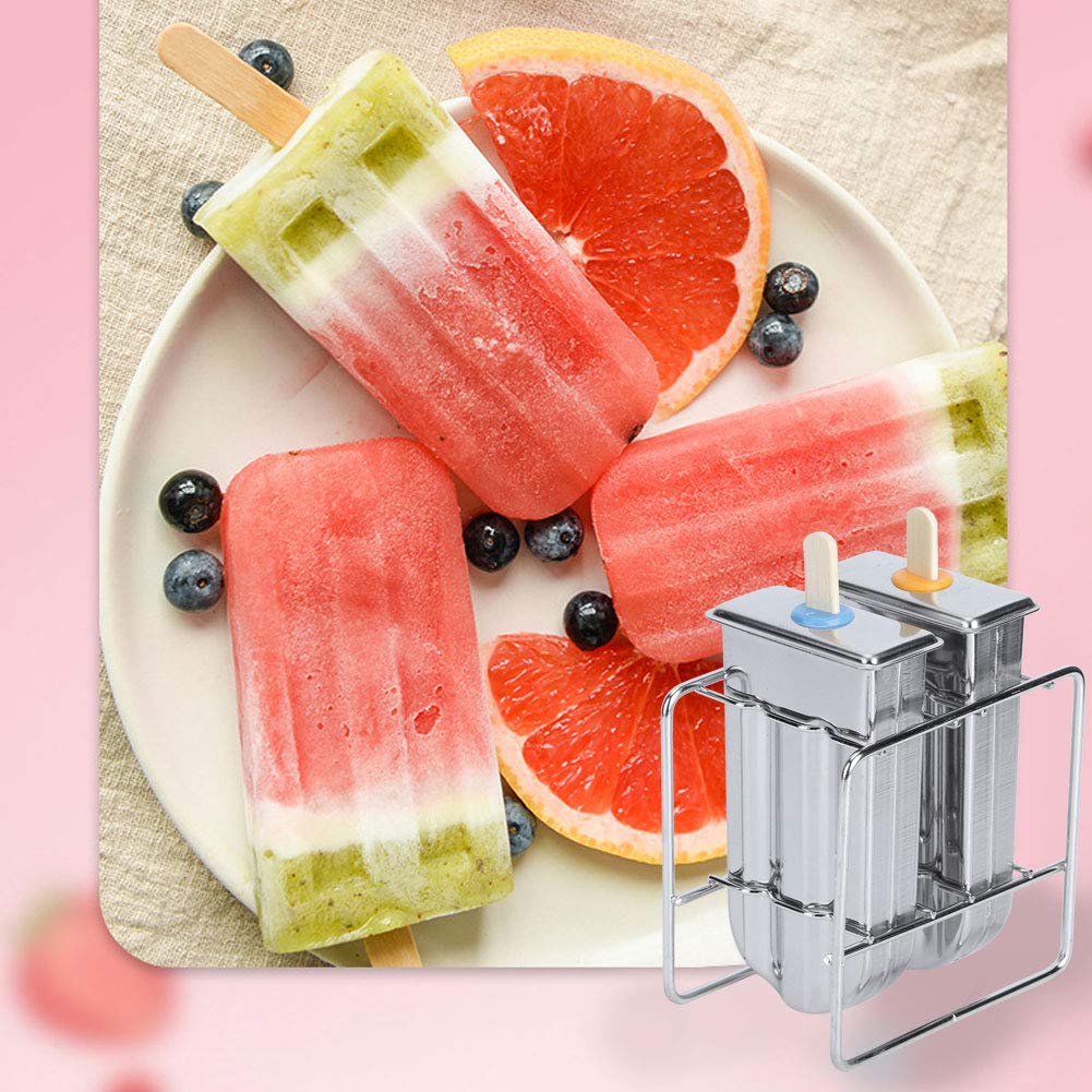 MOUMOUTEN Stainless Steel Popsicle Molds, Ice Cream Mould Home Kitchen DIY Ice Maker Tool for Ice Candy Lolly Pops, Juice and Fruit Smoothies(Round head)