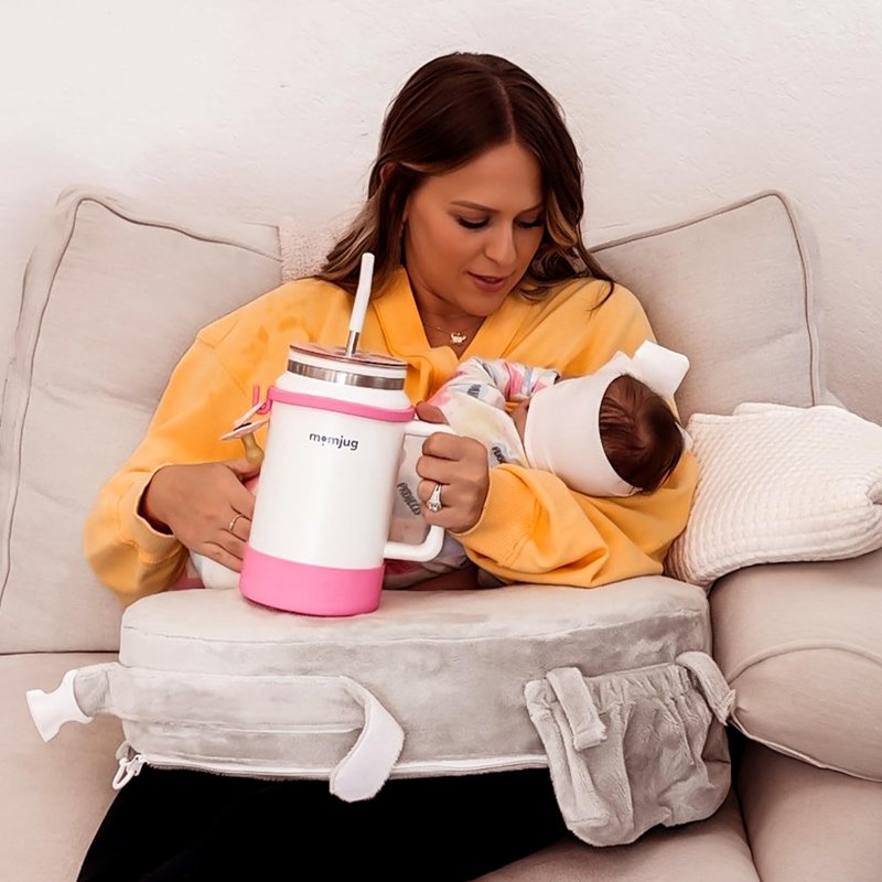 momjug Hydration Water Bottle for Moms 50oz (With Indicator, Pink)