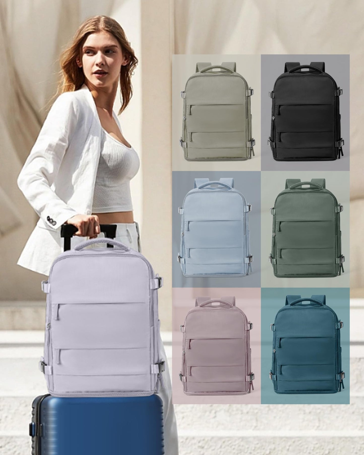 coowoz Travel Backpack Carry On for Women Man Gym Backpacks with Laptop Compartment Mochila de Viaje Teacher Personal Item Backpack Airplane Accessories Must Haves Grey Small