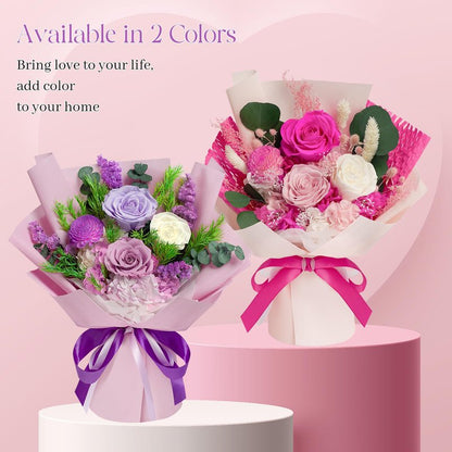 Preserved Flowers Bouquet - Birthday Gifts for Women, Real Flowers for Delivery Prime, Long-Lasting Eternal Rose for Her on Valentines Mothers Day Christmas Anniversary (Purple)