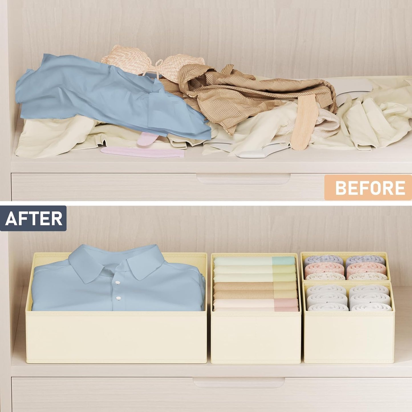24 Pack Closet DIMJ Drawer Organizer Clothes - Foldable Baby Organizers and Storage Dresser Organizer for Bedroom