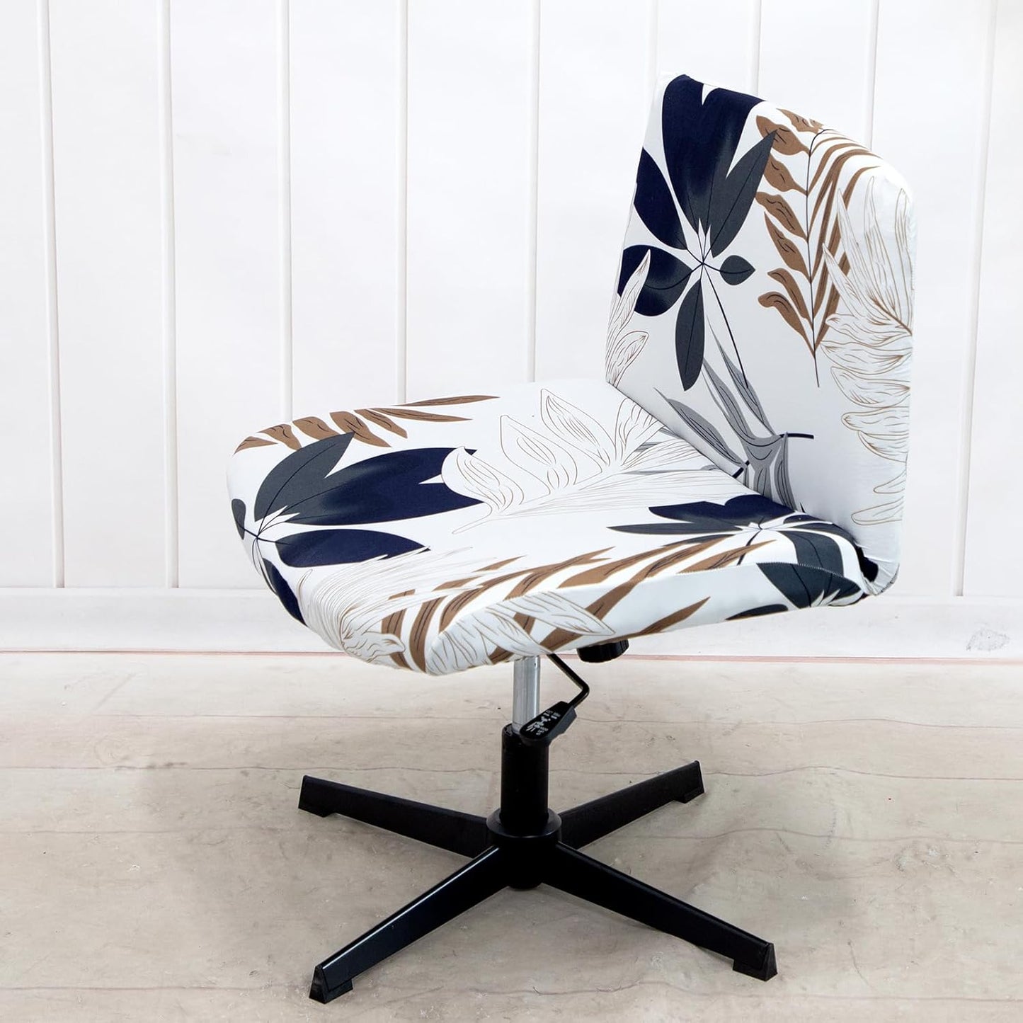 LiveGo Armless Chair Slipcover, Knitted Jacquard Modern Cover for Wide Seat Computer Task Chair