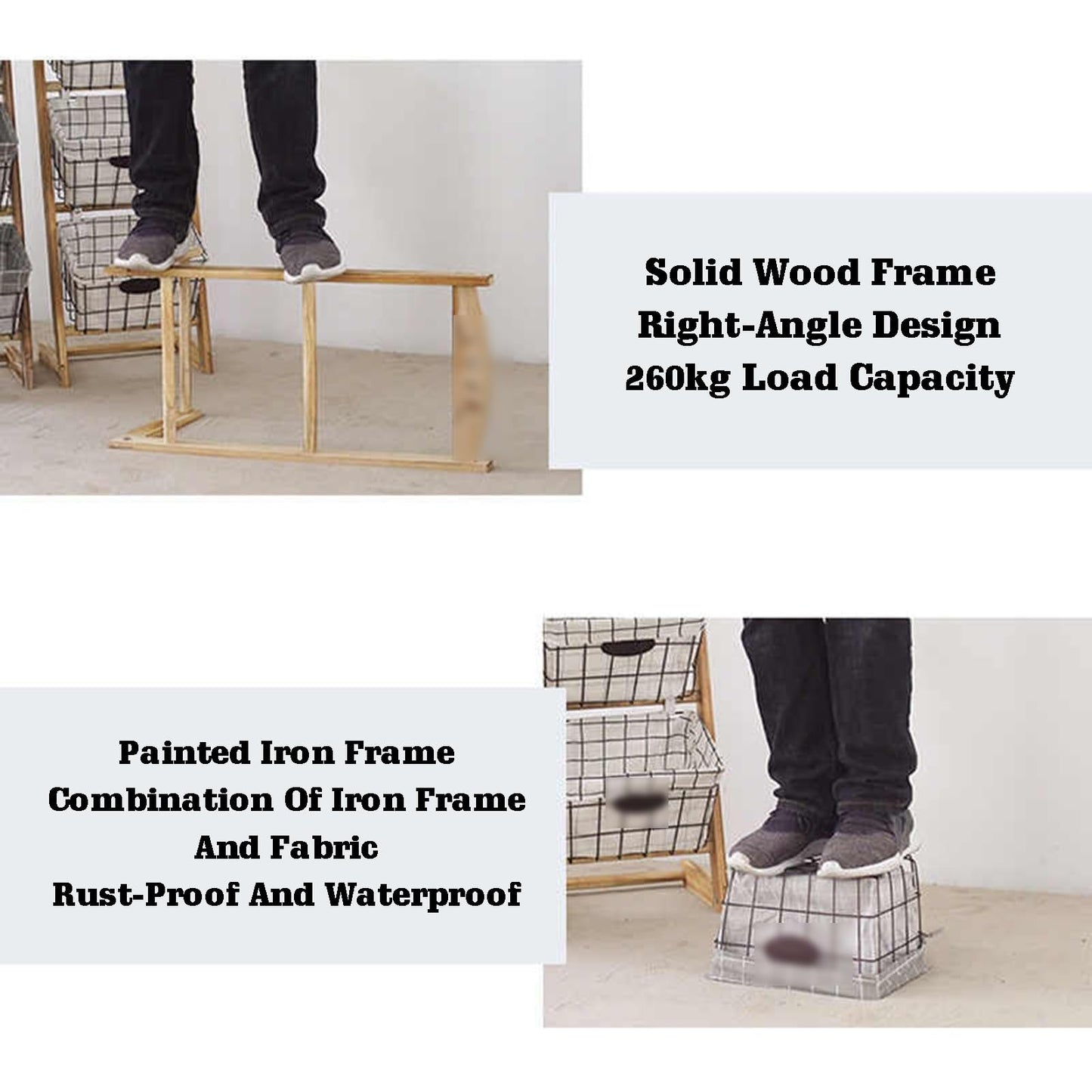 BXKCFYBSQ Heavy Duty Pillow Storage Shelves,Floor Standing Wooden Storage Baskets,2/3/4-tier Display Stand,40kg Capacity,for Retail Home School(3-Tier)