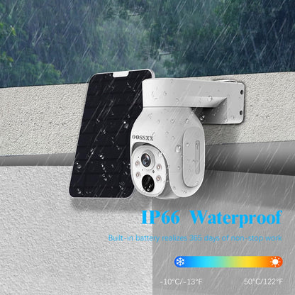 (2026 New) Wireless Solar Security Camera System, 4MP PTZ Outdoor Cameras with 10CH NVR, 2W Solar Powered, 64GB Local Storage, 2-Way Audio, Motion Detection, 2.4G & 5G WiFi, No Subscription, 4-Cam Kit