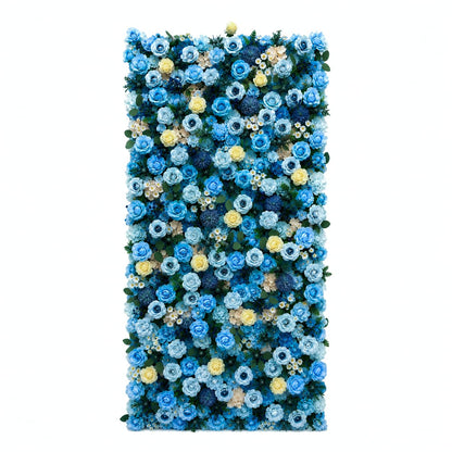 4x8 ft Blue Flower Wall Backdrop, Roll-Up Silk Hydrangea Rose Floral Wall, High-Density Realistic Flower Background for Wedding, Boy Baby Shower, Party Decor & Events (4x8 ft, Panel Only)