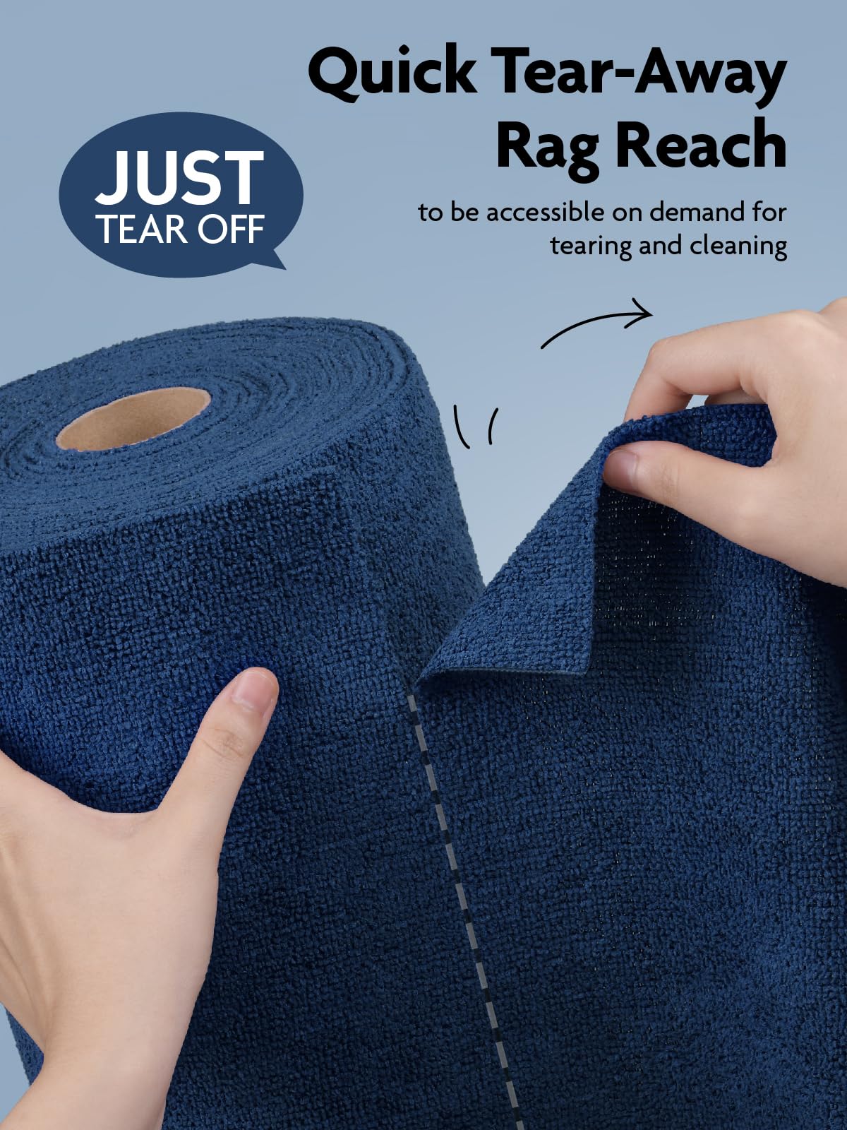 Fantasticlean Microfiber Cleaning Cloth Roll -75 Pack, Tear Away Microfiber Towels, 12" x 12", Reusable, Washable, Scratch Free, Ultra Absorbent for All-Around Cleaning Supplies (Navy Blue)