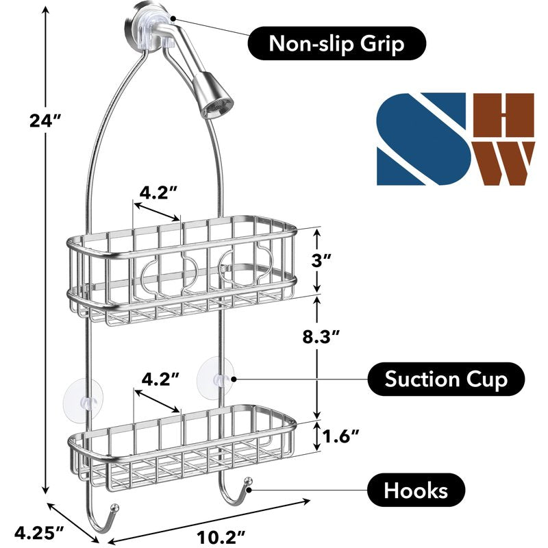 Simple Houseware Stainless Steel Bathroom Hanging Shower Head Caddy Organizer (24 x 10.2 x 4.25 inches)