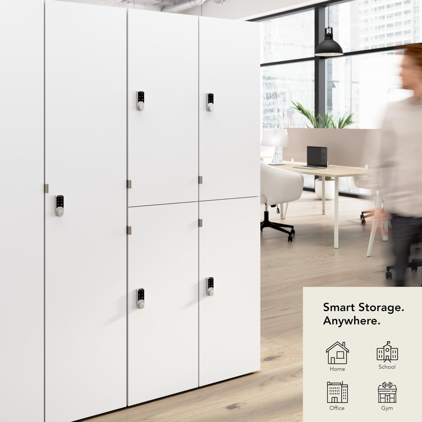 Bush Business Furniture Two Tier 4 Door Storage Lockers with Keypad Locks, Office Furniture, Assure Collection, White