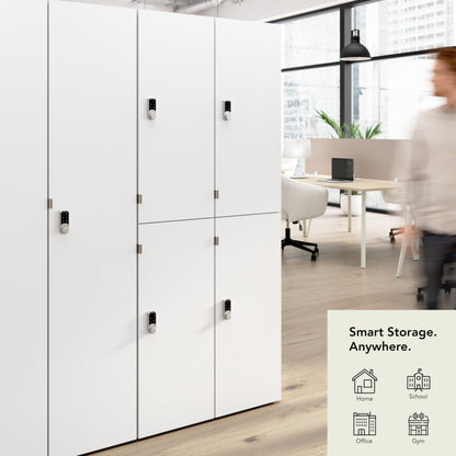 Bush Business Furniture Two Tier 4 Door Storage Lockers with Keypad Locks, Office Furniture, Assure Collection, White