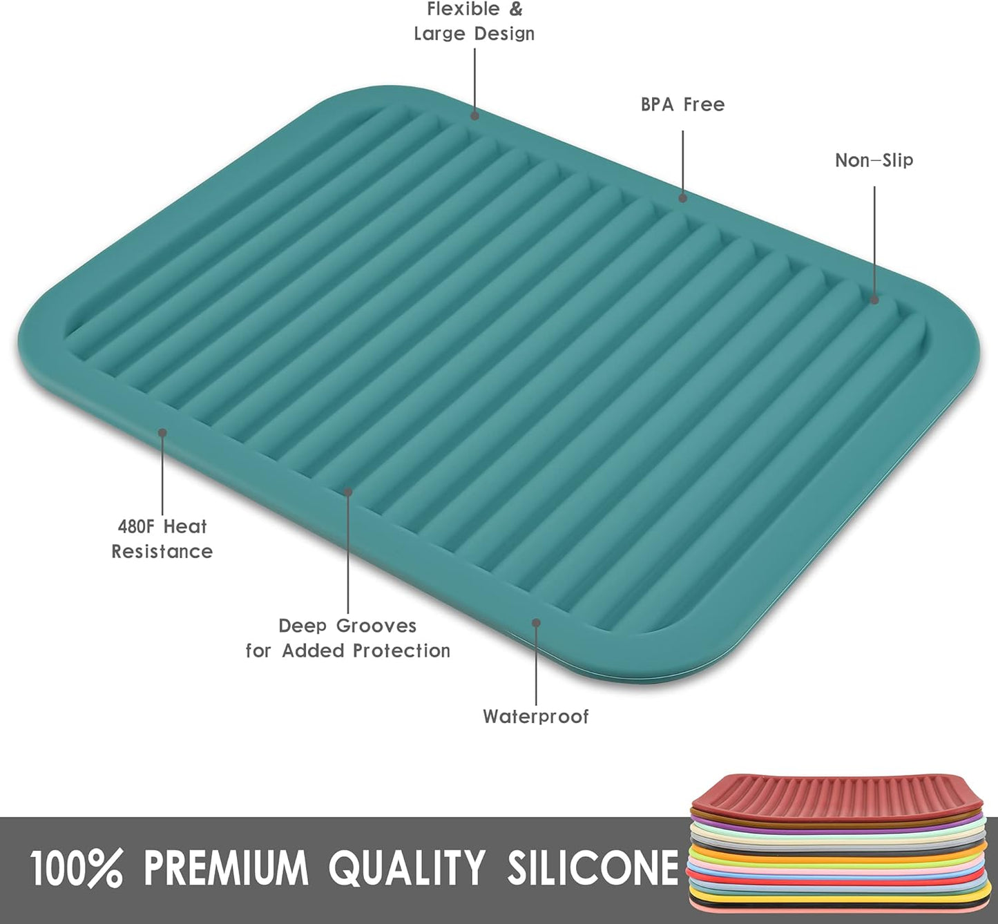 Smithcraft Silicone Trivets Mats for Hot Dishes, Hot Pads for Countertops, Set of 2 Color Purple